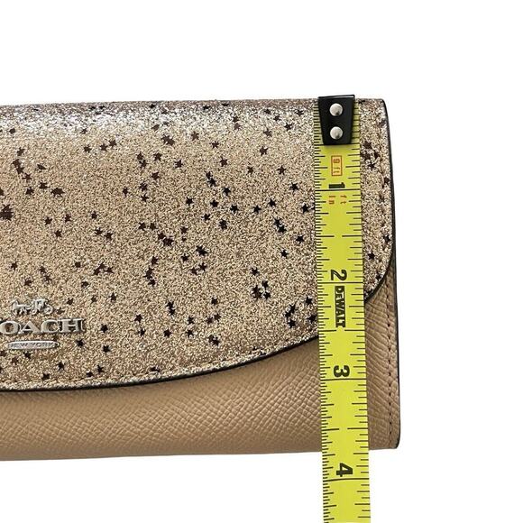 Coach Gold Glitter And Stars Slim Envelope Leather Wallet Large F38692 - Picture 10 of 11